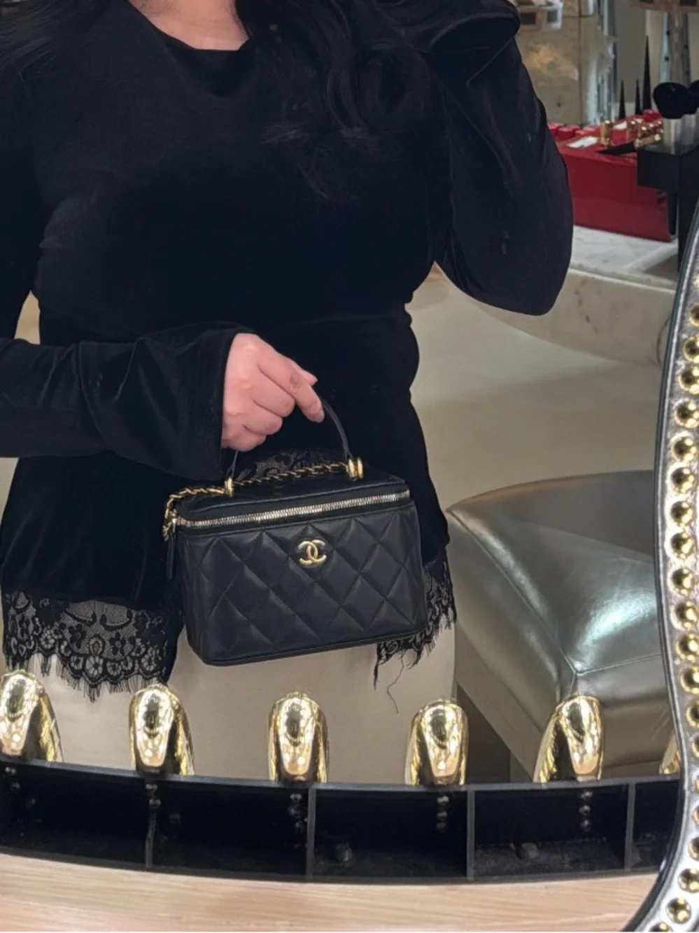Chanel Quilted Leather Vanity Bag with top handle